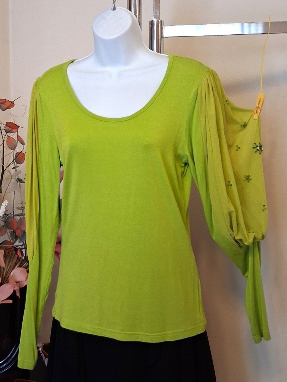 NWT Simon Chang Scoop Neck Blouse Long Sleeve Women’s Top 6